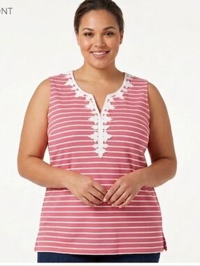NWT Crown & Ivy Sleeveless Top with Crochet Lace Trim (Runs Small)
